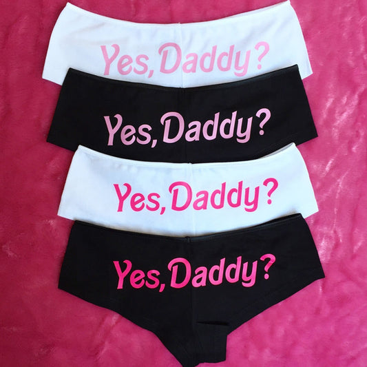 Women  Yes Daddy Letter Printed Underwear Ladies Lingerie - Fefe's Fantasy Boutique