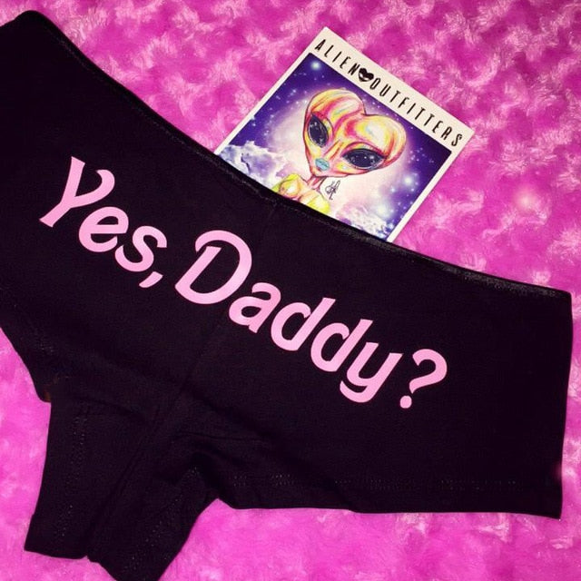 Women Yes Daddy Letter Printed Underwear Ladies Lingerie - Fefe's Fantasy Boutique