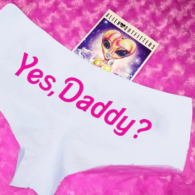 Women  Yes Daddy Letter Printed Underwear Ladies Lingerie - Fefe's Fantasy Boutique