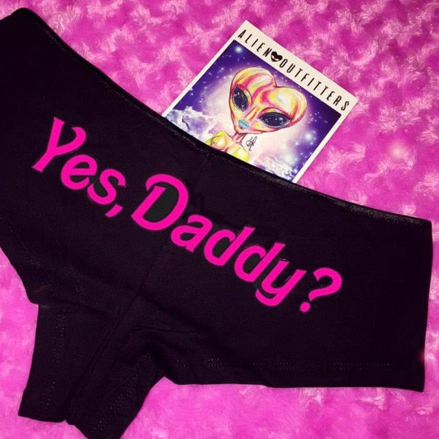 Women  Yes Daddy Letter Printed Underwear Ladies Lingerie - Fefe's Fantasy Boutique